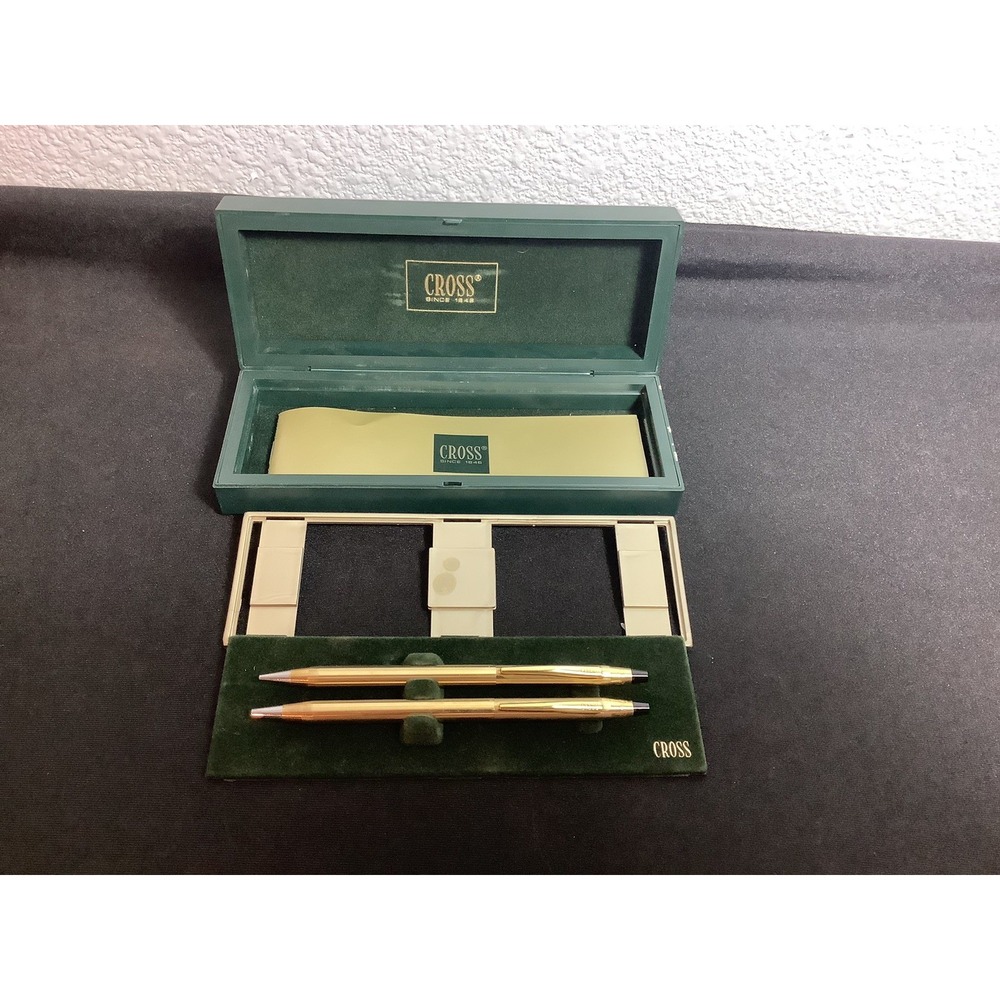Vintage Cross 1/20 10k Gold Filled Pen & Pencil Set W Brochure And Original Case
